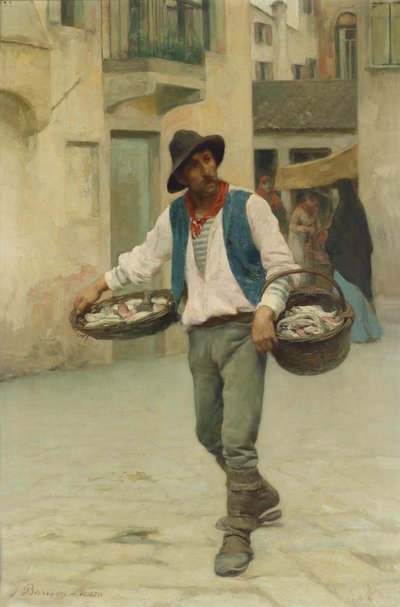 Venetian Fish Seller by Giuseppe Barison